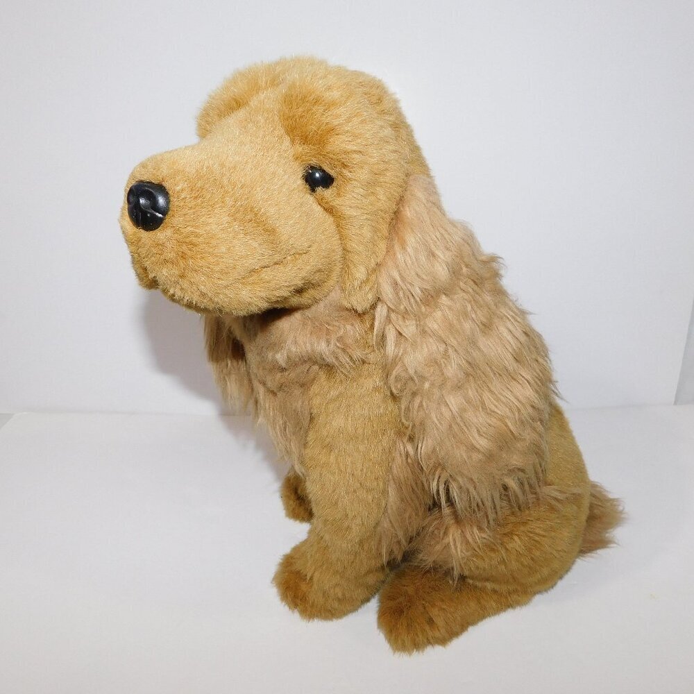 Realistic 14"  Cocker Spaniel stuffed Dog Brown Tan Plush sitting  toy